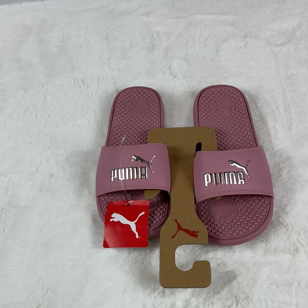 Womenβs Puma slippers pink and silver - Picture 8 of 9